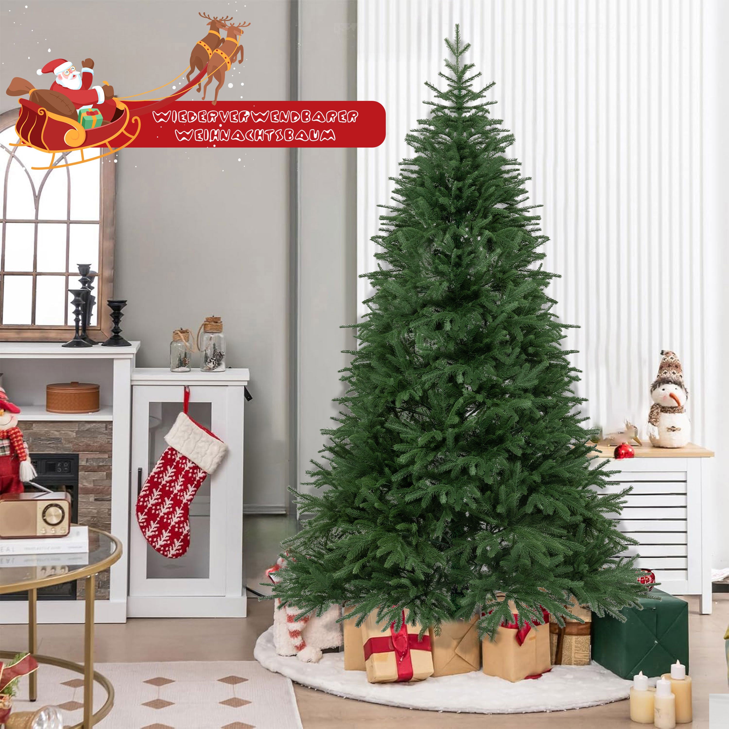 Christmas tree 100% PE material realistic look, reusable, sturdy metal stand, suitable for festive decoration