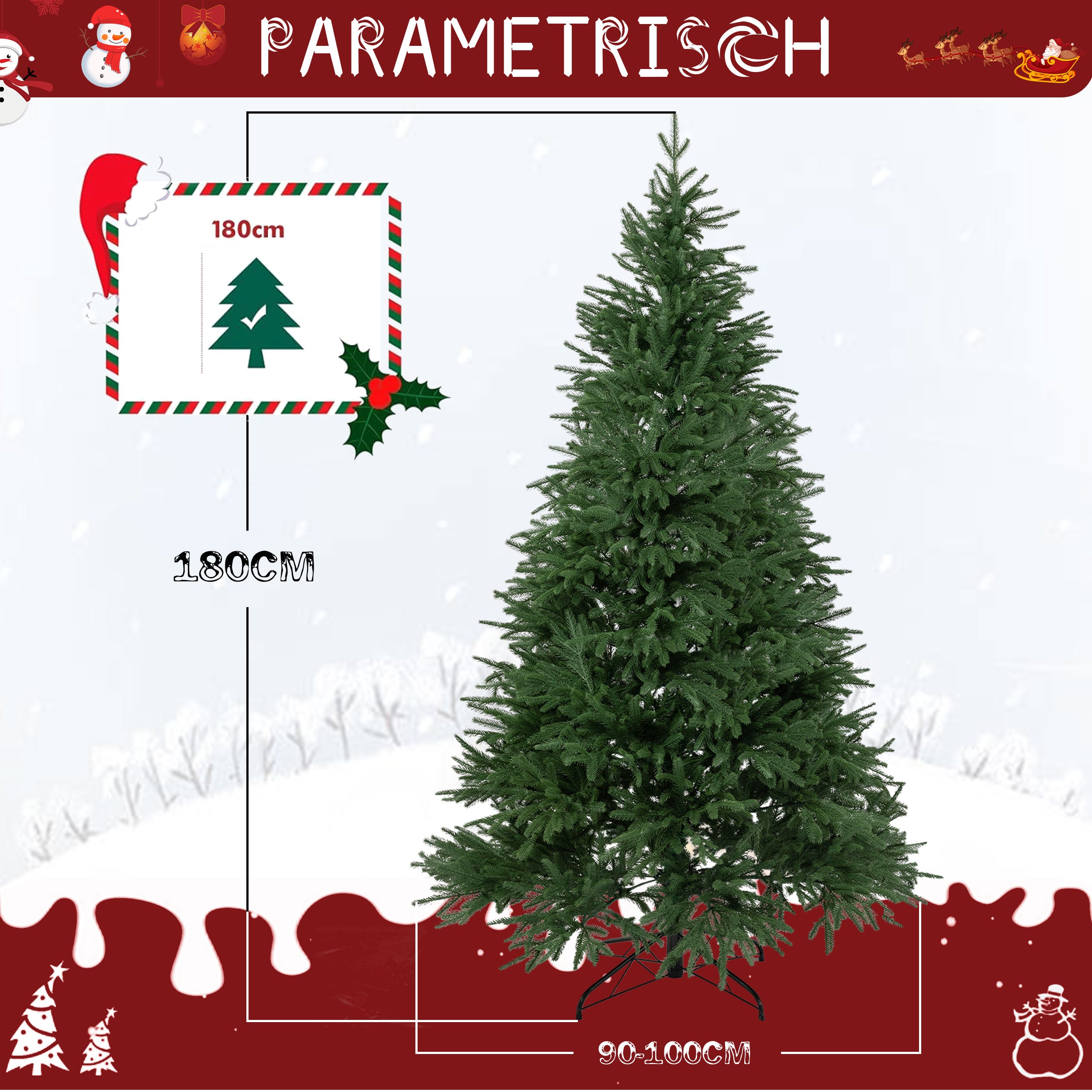 Weihnachtsbaum 100% PE-Material realistische Optik, wiederverwendbar, stabiler Metallständer, geeignet für festliche Dekoration