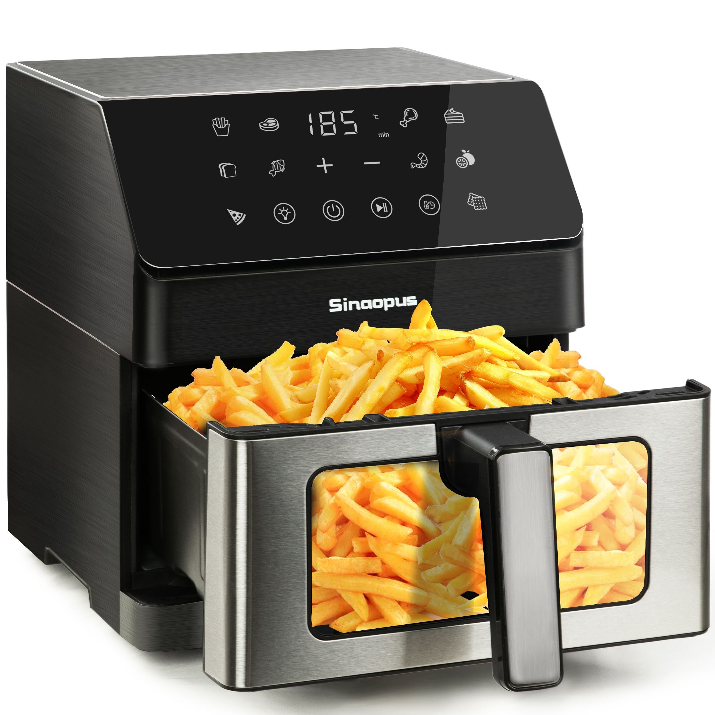 Heißluftfritteuse XL 7L Air Fryer mit Sichtfenster, 10 Programme, LED Touchscreen