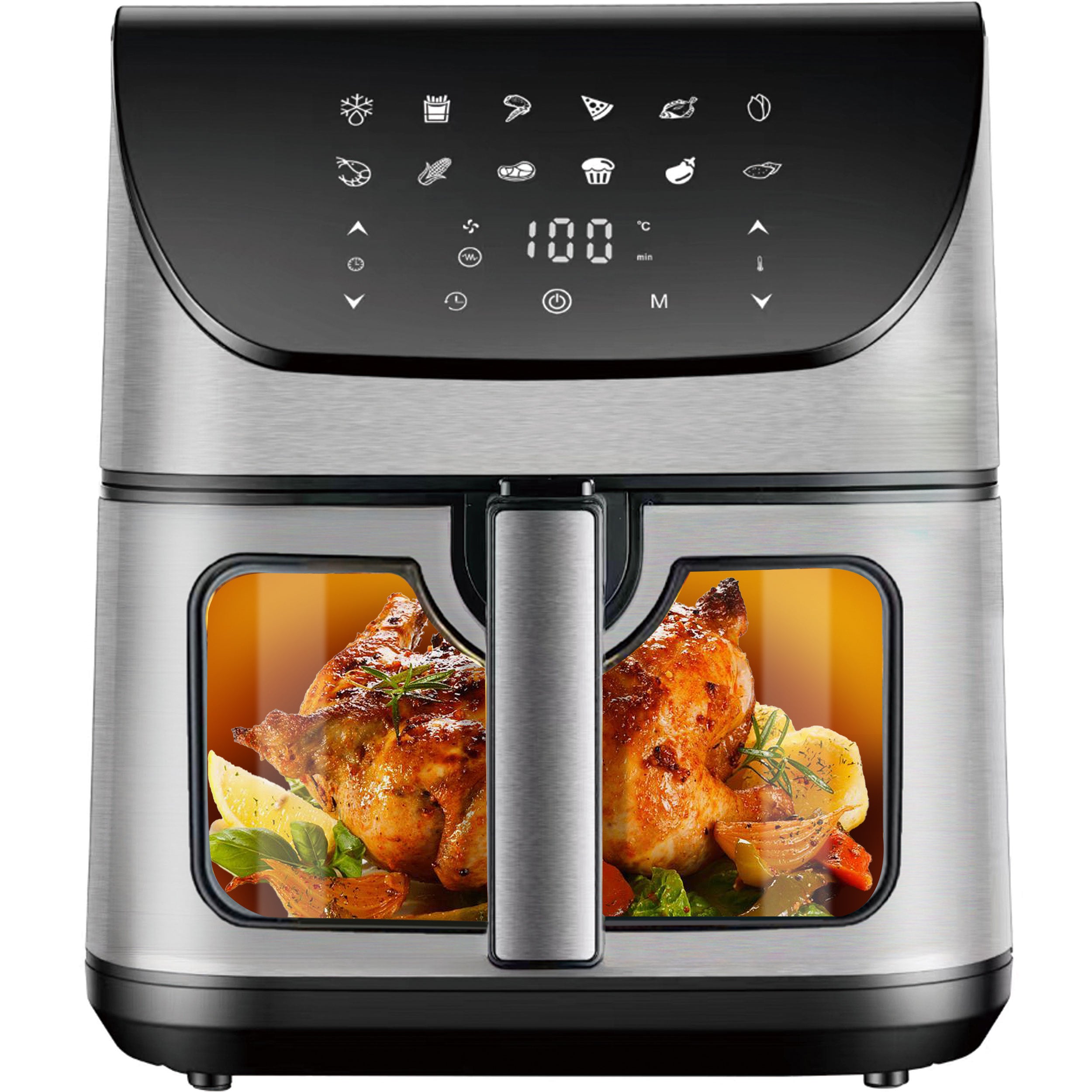 Heißluftfritteuse 8.5L Air fryer, Heißluftfritteuse mit großem Fassungsvermögen 1800,00 W, gesundes Kochen mit weniger Öl, 80-200°, digitales Display