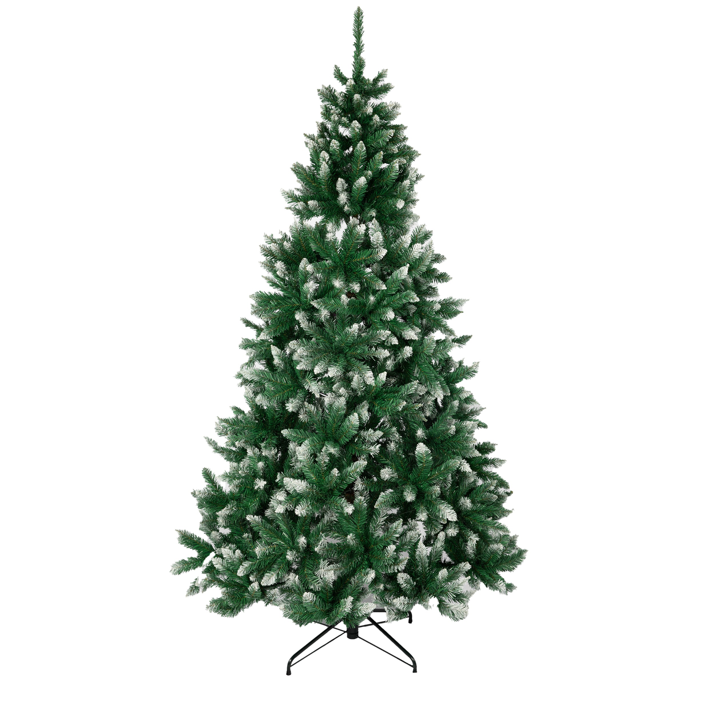 Künstlicher Weihnachtsbaum Tannenbaum mit Schnee Zweige, PVC Christbaum mit 960 Spitzen, 180cm mit Metallständer