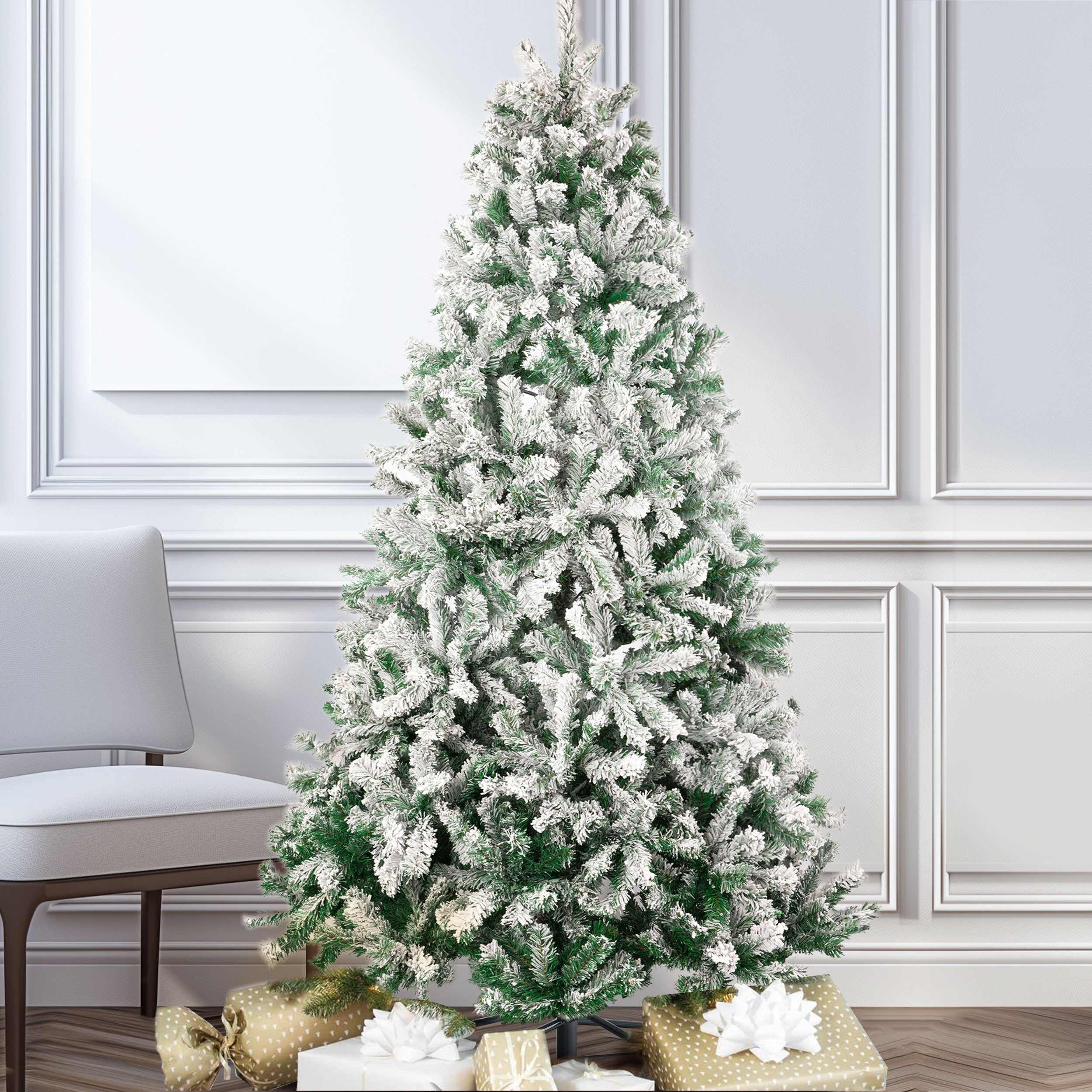 Snow Tree Artificial Christmas Tree, 100% PVC Christmas Tree with 1190 Tips, 180 cm Metal Stand