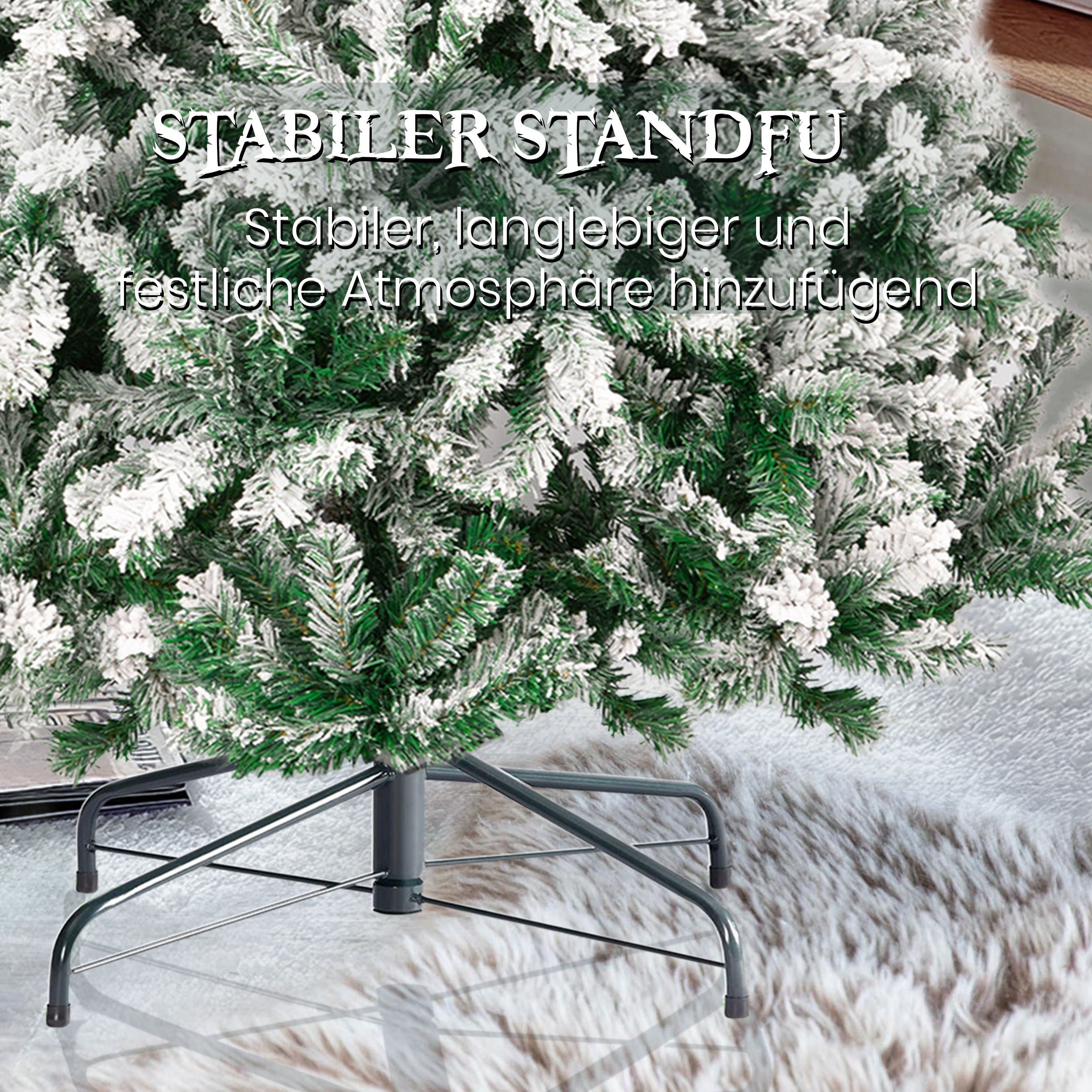 Snow Tree Artificial Christmas Tree, 100% PVC Christmas Tree with 1190 Tips, 180 cm Metal Stand