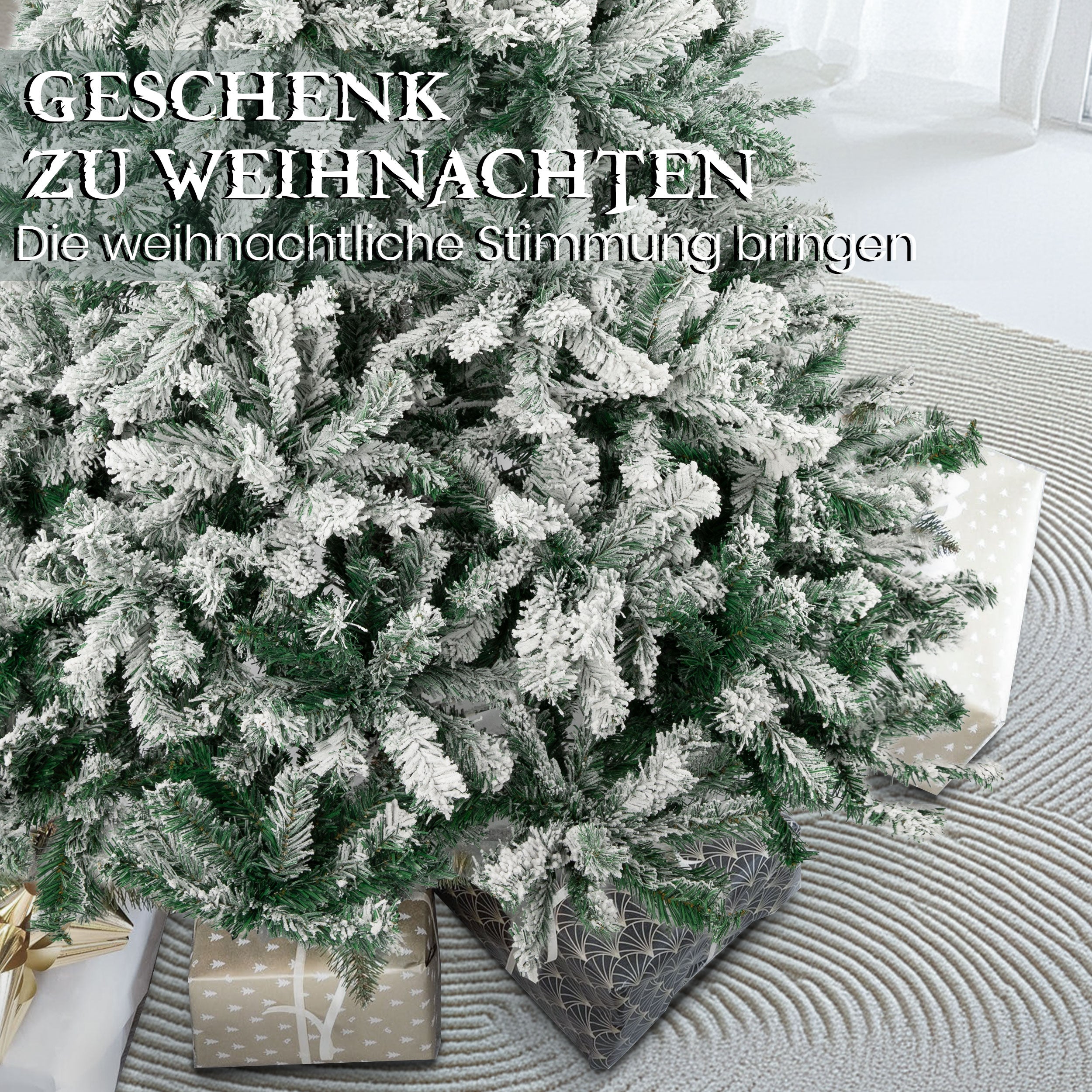 Schneebaum künstlicher Weihnachtsbaum, 100% PVC Christbaum mit 1190 Spitzen, 180 cm Metallständer