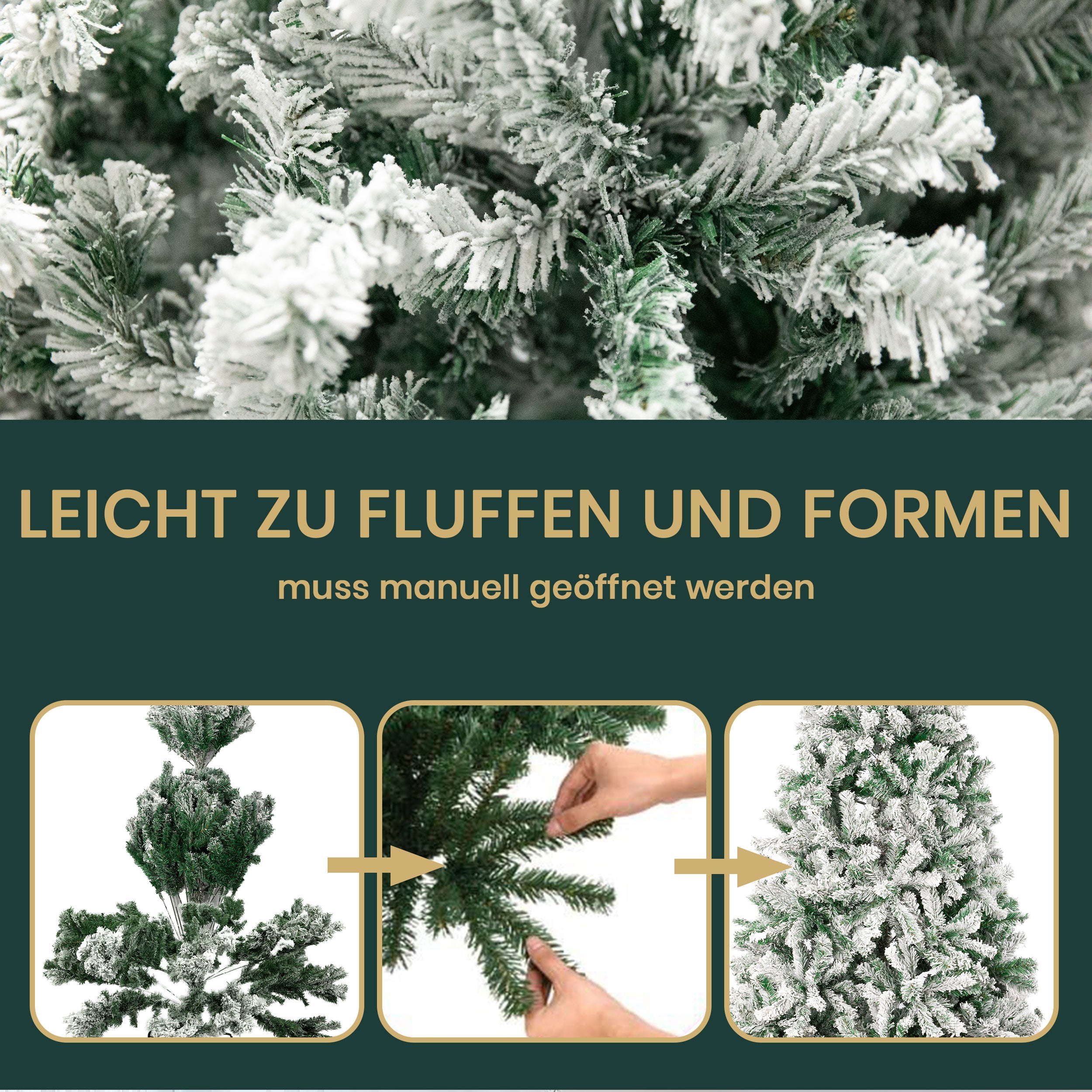 Schneebaum künstlicher Weihnachtsbaum, 100% PVC Christbaum mit 1190 Spitzen, 180 cm Metallständer