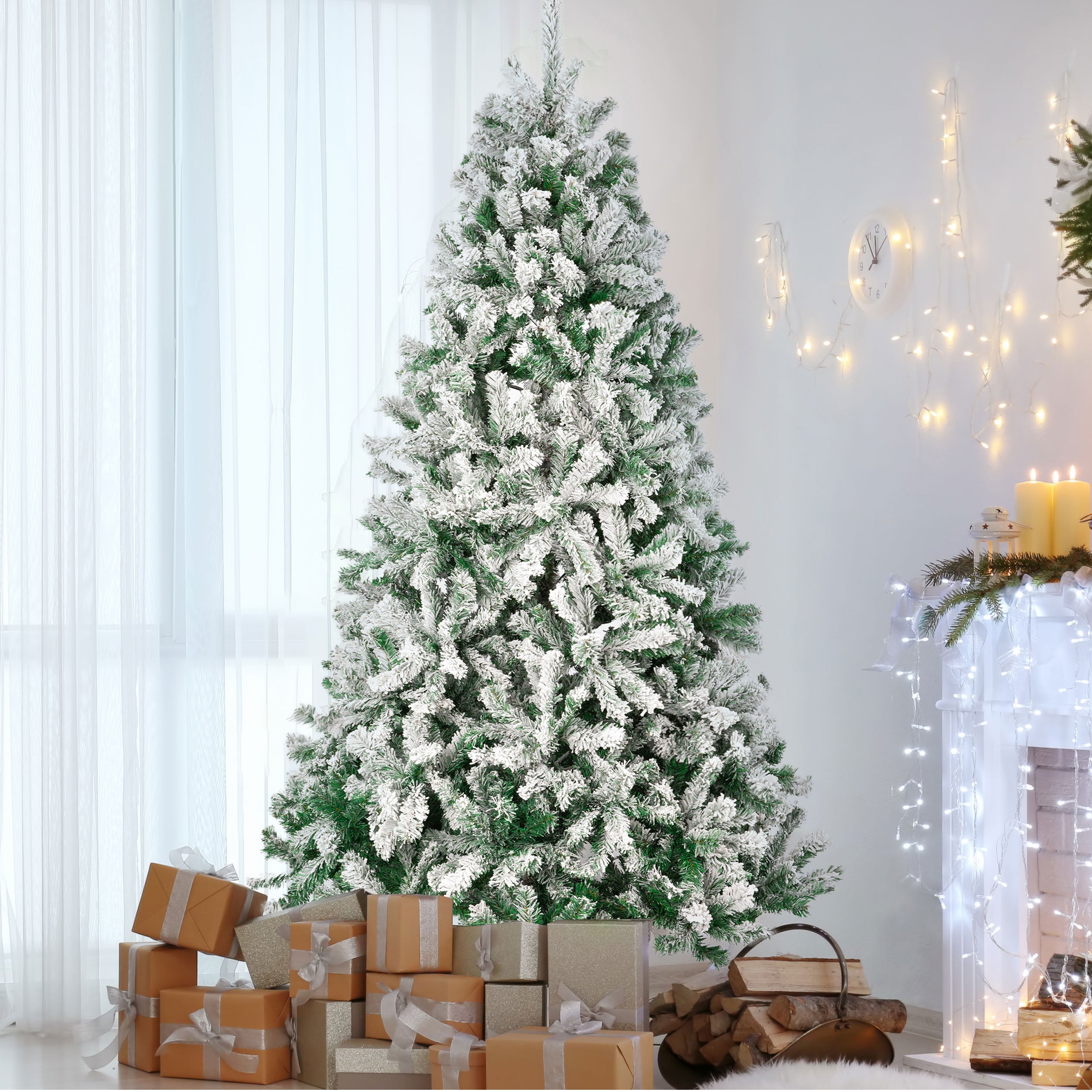 Schneebaum künstlicher Weihnachtsbaum, 100% PVC Christbaum mit 1190 Spitzen, 180 cm Metallständer