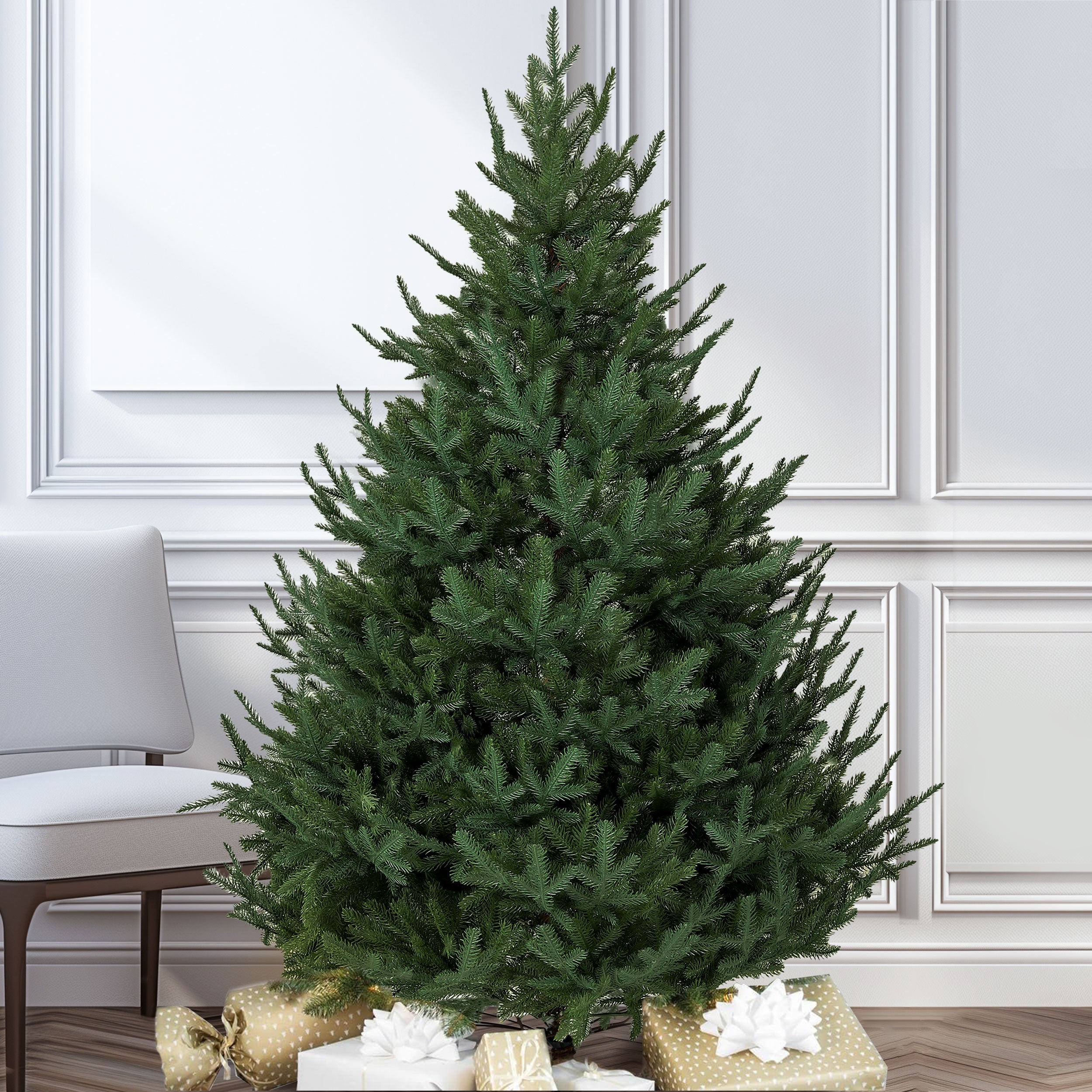 High-quality artificial Christmas tree made of 100% PE, 180/210cm Christmas tree with metal stand, no leaf loss, easy to maintain, for indoor and outdoor use