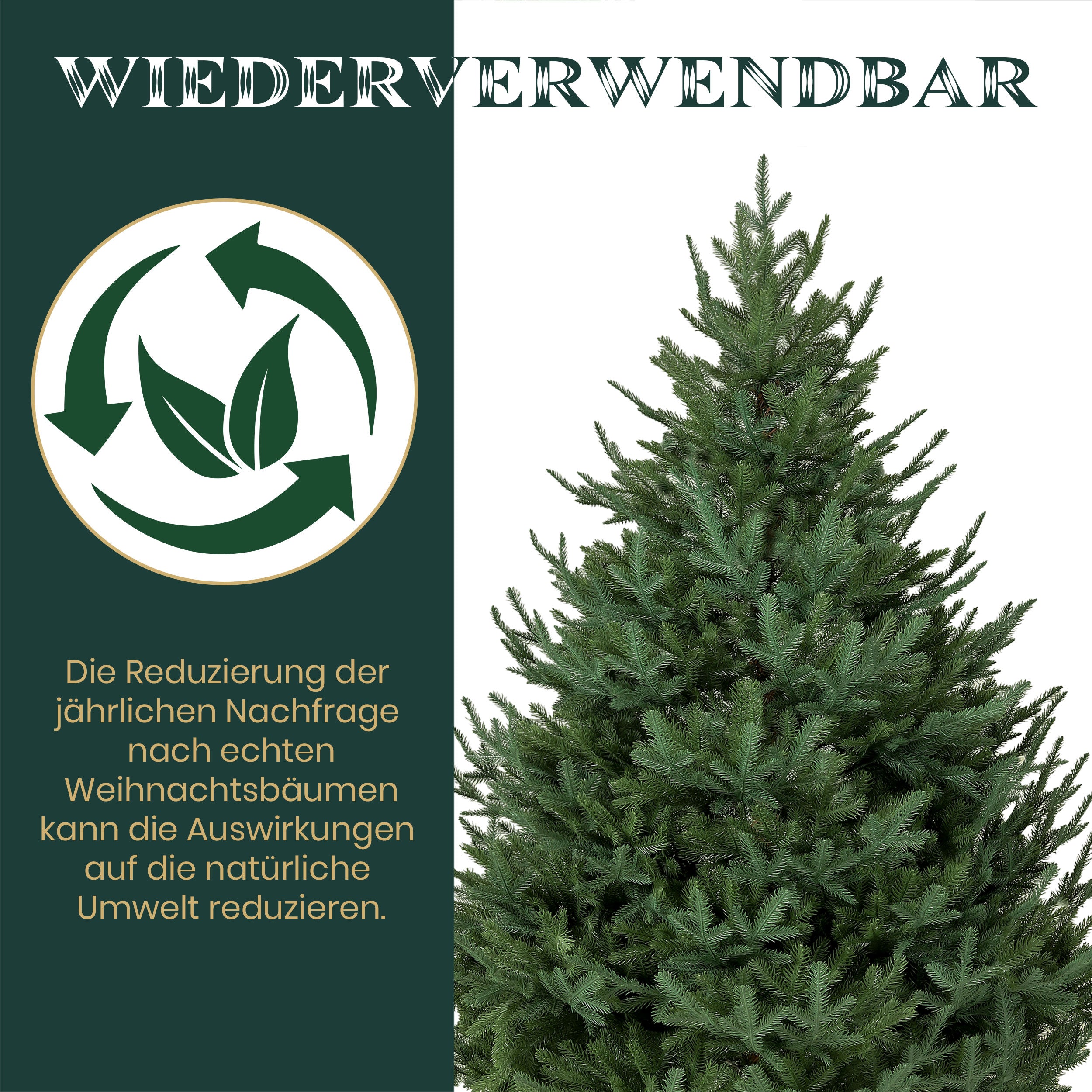 Hochwertiger Künstlicher Weihnachtsbaum aus 100% PE, 180/210cm Christbaum mit Metallständer, kein Blattverlust, leicht zu pflegen, für Indoor und Outdoor