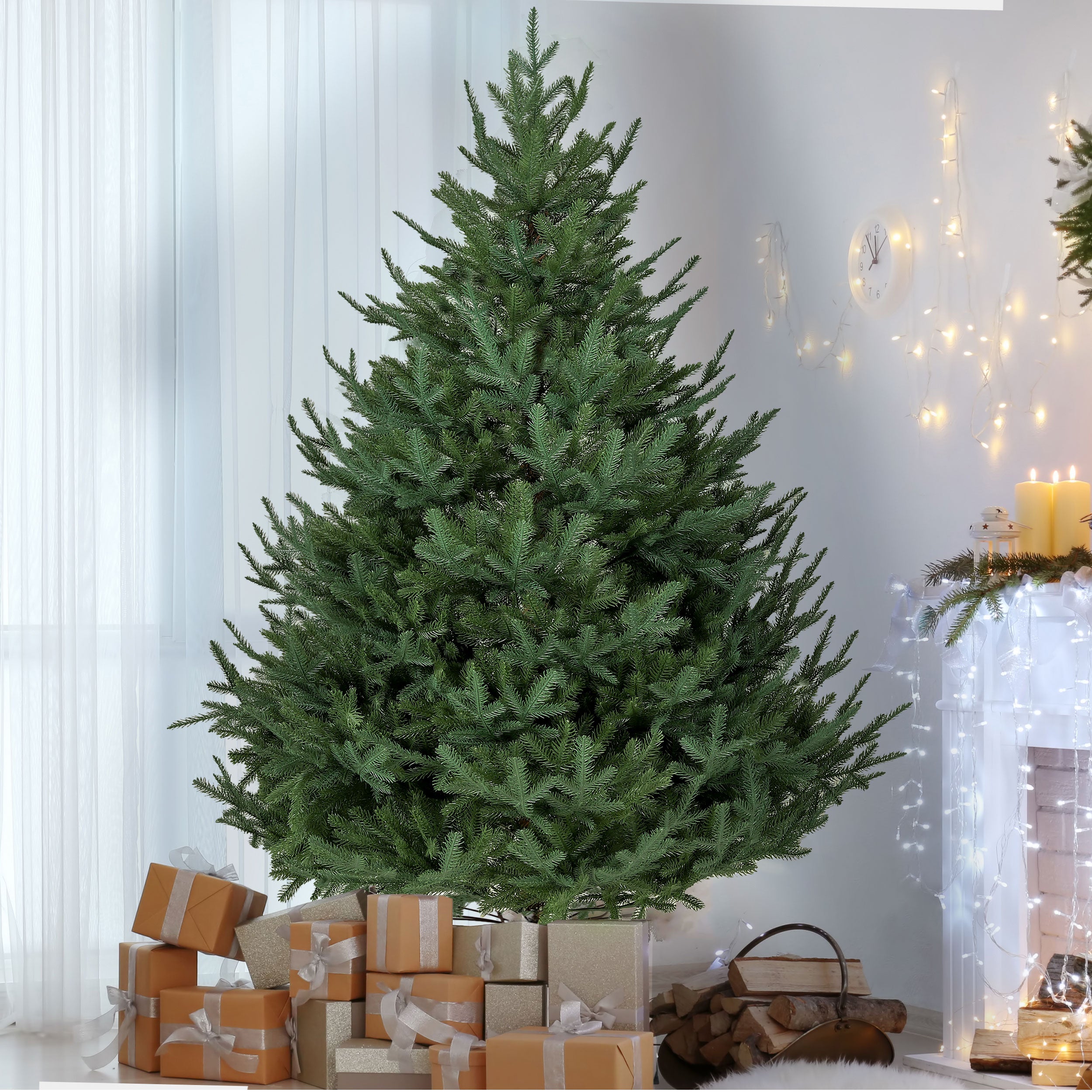 High-quality artificial Christmas tree made of 100% PE, 180/210cm Christmas tree with metal stand, no leaf loss, easy to maintain, for indoor and outdoor use