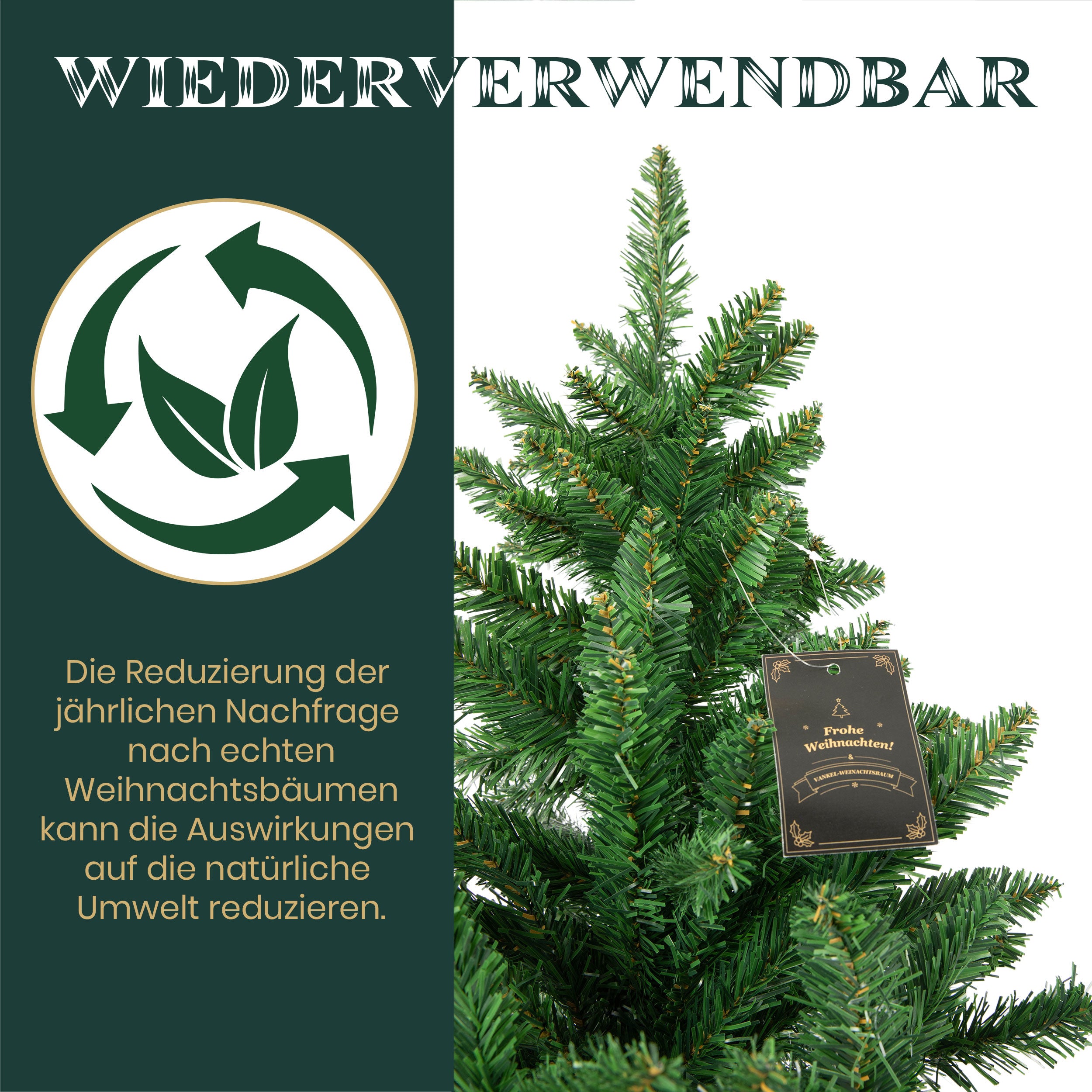 Hochwertiger künstlicher Weihnachtsbaum aus PVC mit 1160 Spitzkuppe, Chritsbaum mit Metallständer, perfekte Weihnachtsdekoration für Ihr Zuhause