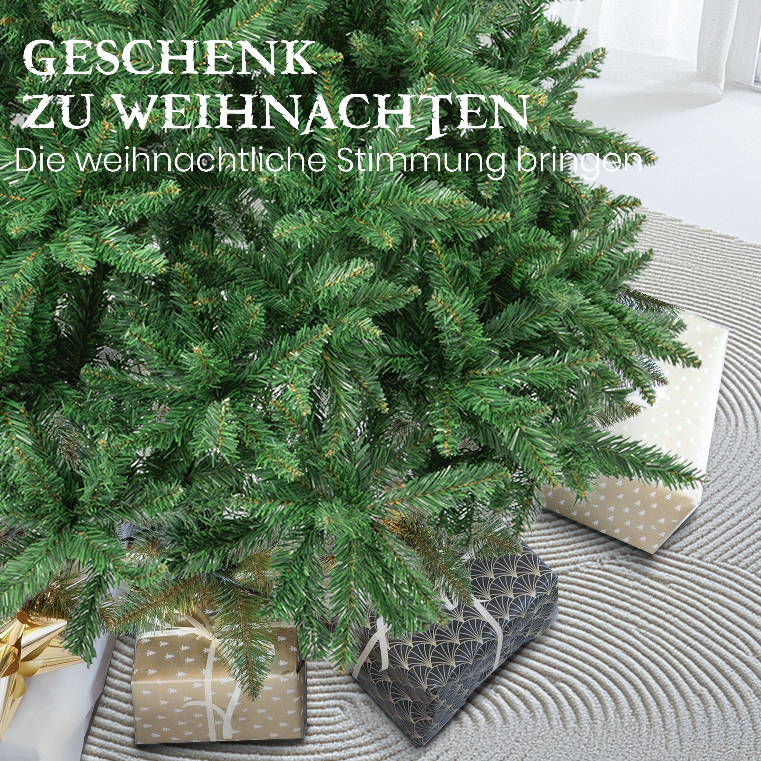 Hochwertiger künstlicher Weihnachtsbaum aus PVC mit 1160 Spitzkuppe, Chritsbaum mit Metallständer, perfekte Weihnachtsdekoration für Ihr Zuhause