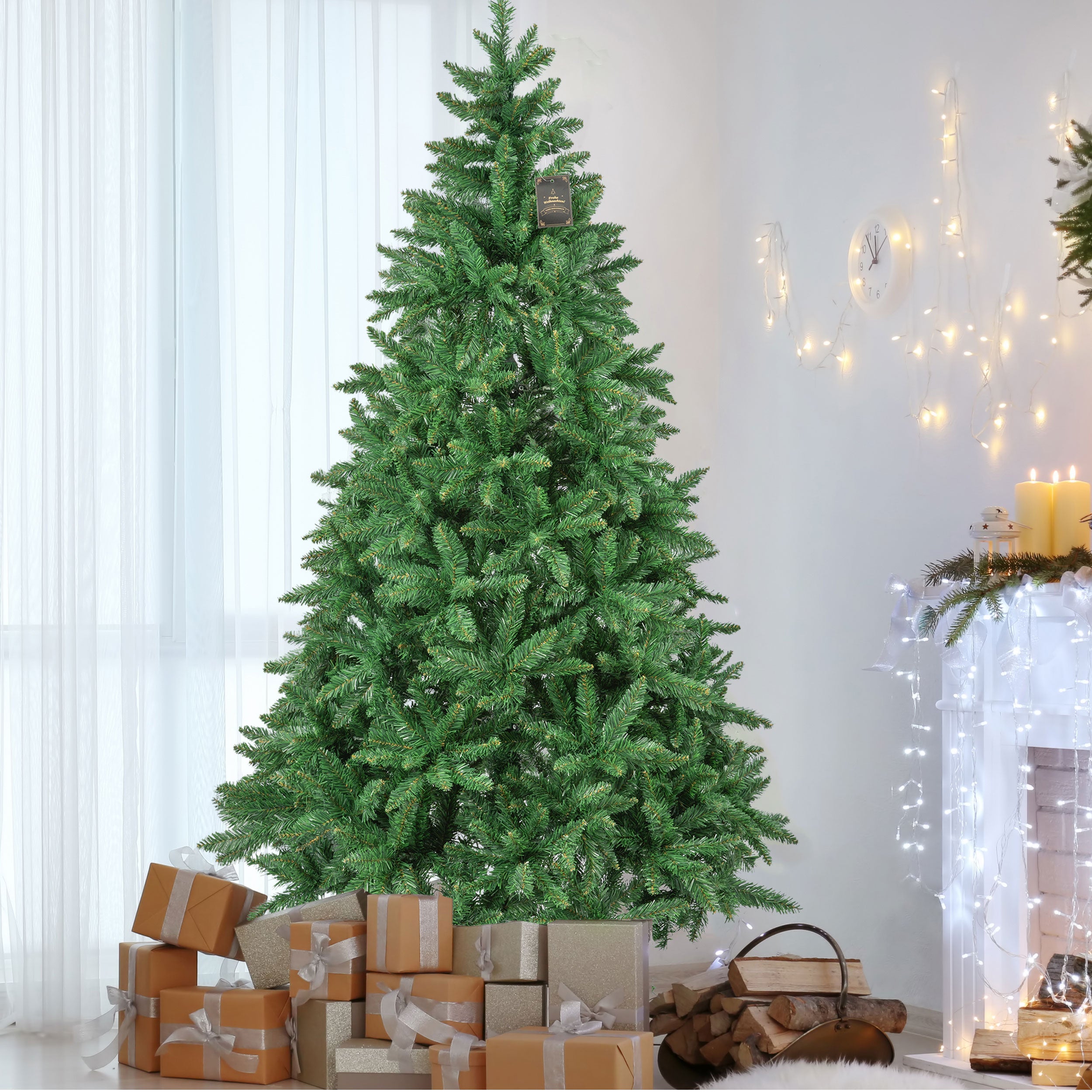 Hochwertiger künstlicher Weihnachtsbaum aus PVC mit 1160 Spitzkuppe, Chritsbaum mit Metallständer, perfekte Weihnachtsdekoration für Ihr Zuhause