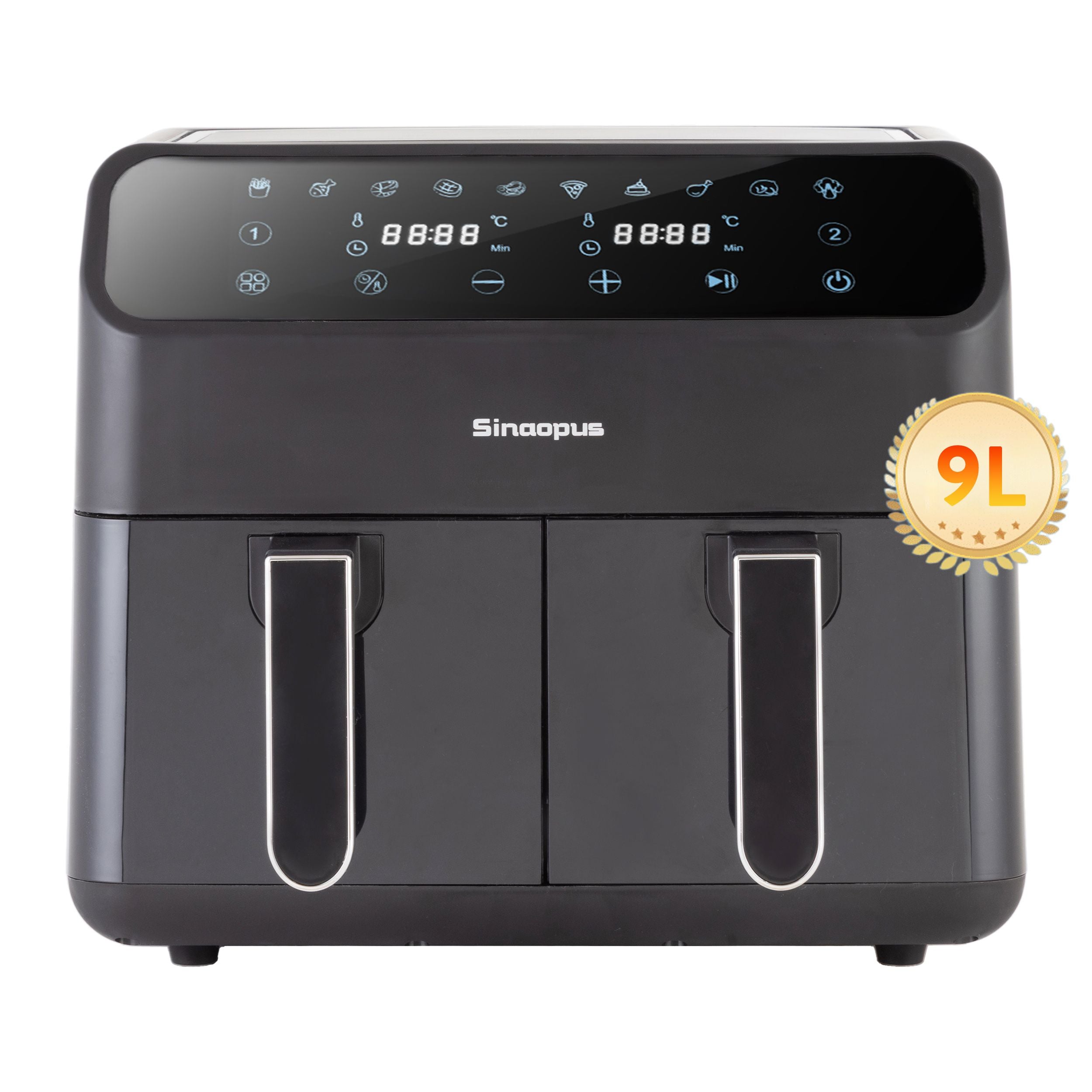 Multifunktionaler Touchscreen Airfryer mit Doppelkorb-Design – 9L XXL Kapazität für vielseitige, effiziente Rezepte!