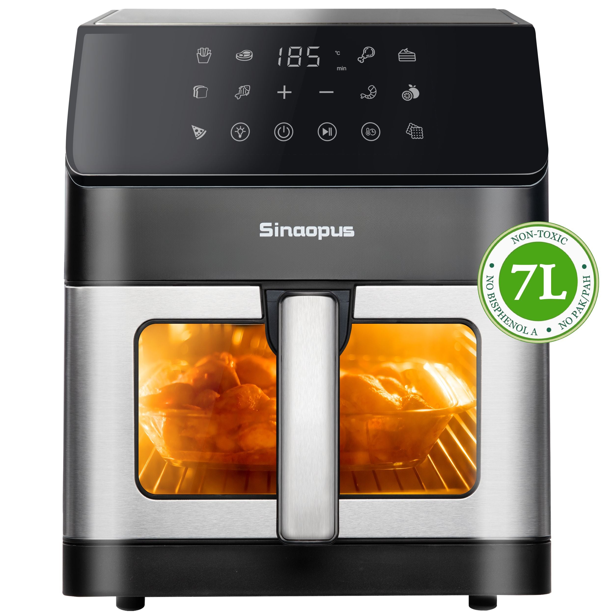 Heißluftfritteuse XL 7L Air Fryer mit Sichtfenster, 10 Programme, LED Touchscreen